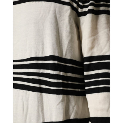 Dolce & Gabbana Black White Stripe CrewNeck Pullover Sweater