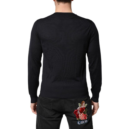 Dolce & Gabbana Black Cashmere V-Neck Men Pullover Sweater