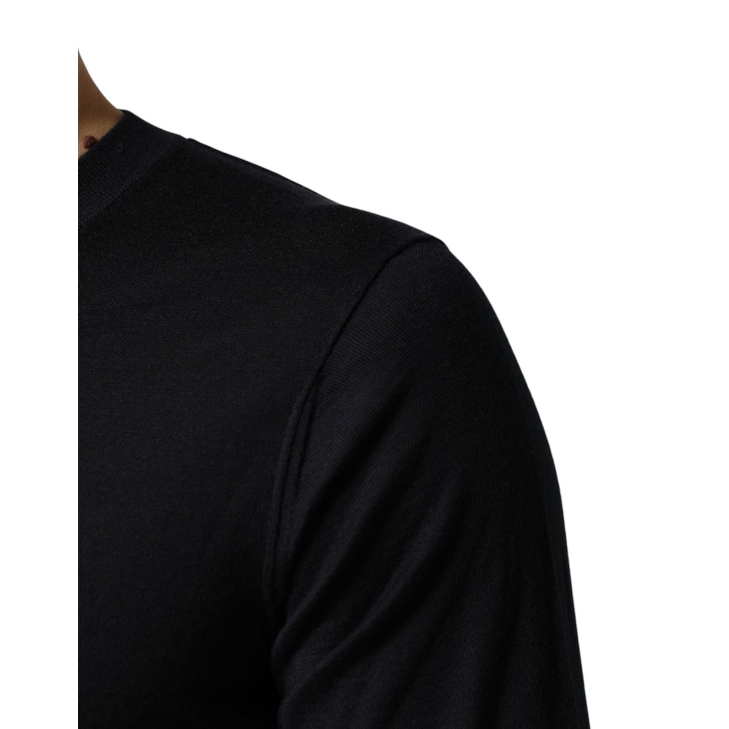 Dolce & Gabbana Black Cashmere V-Neck Men Pullover Sweater