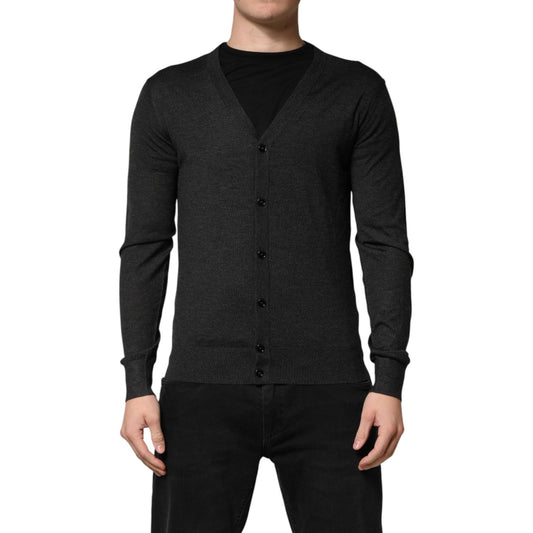 Dolce & Gabbana Black Cashmere Buttoned Men Cardigan Sweater