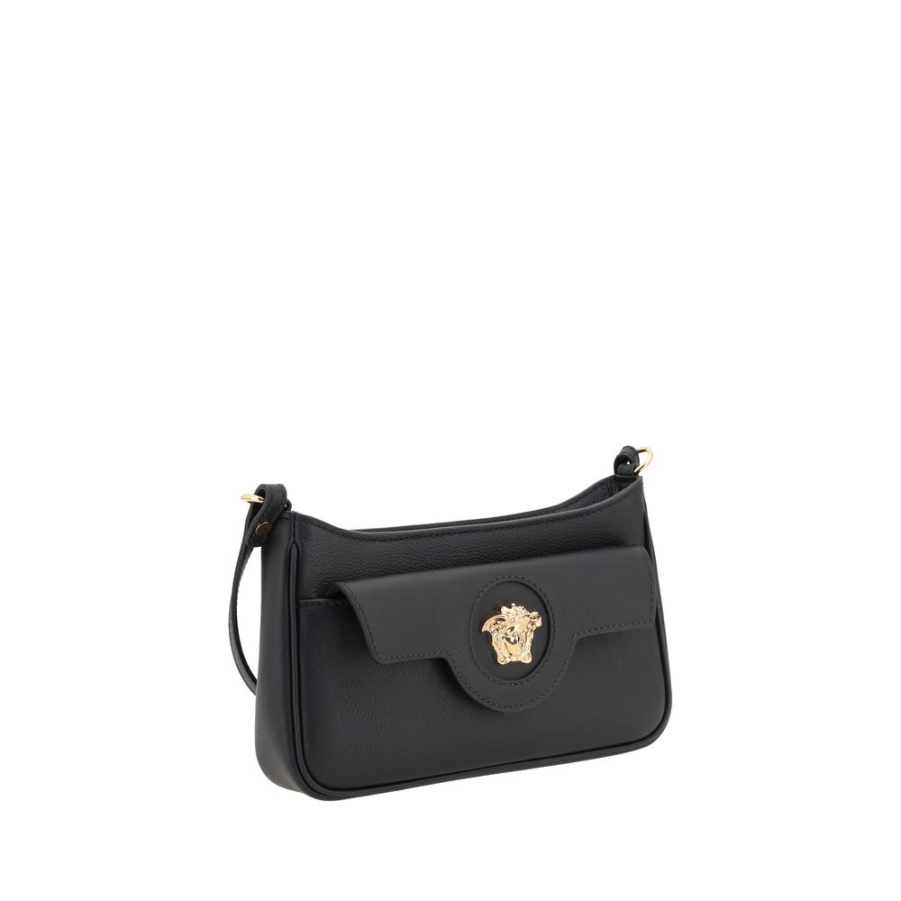 Versace Black Calf Leather Bos Taurus Shoulder Bag 1728,72470364320,Bags,Black,New with tags,Shoulder Bags - Bags,Versace,Women