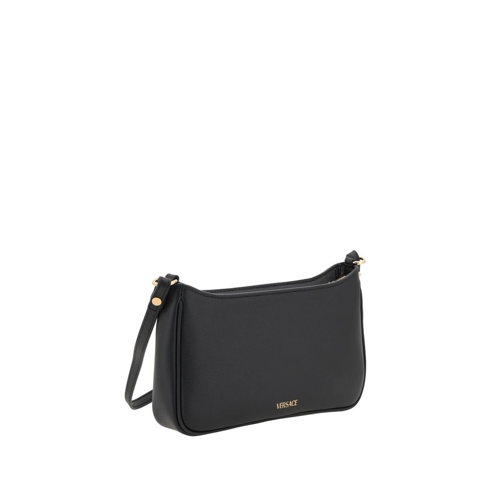 Versace Black Calf Leather Bos Taurus Shoulder Bag 1728,72470364320,Bags,Black,New with tags,Shoulder Bags - Bags,Versace,Women