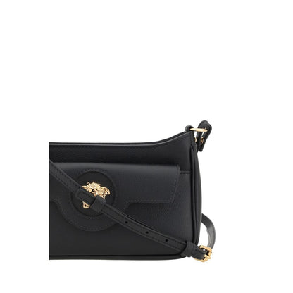 Versace Black Calf Leather Bos Taurus Shoulder Bag 1728,72470364320,Bags,Black,New with tags,Shoulder Bags - Bags,Versace,Women