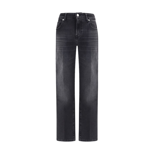 7FOR Black Cotton Straight-Leg Jeans 1728,26,27,72470364320,7FOR,Black,Clothing,Jeans Denim - Clothing,New with tags,Straight-Leg Jeans - Jeans Denim - Clothing,W24,W25,W29,Women