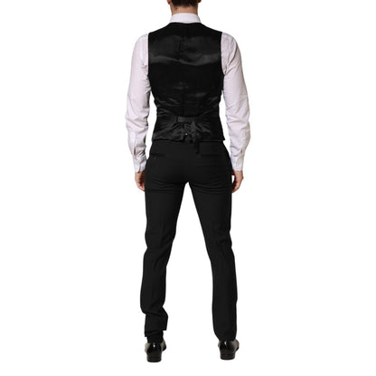 Dolce & Gabbana Black Wool Single Breasted 3 Piece Men Suit