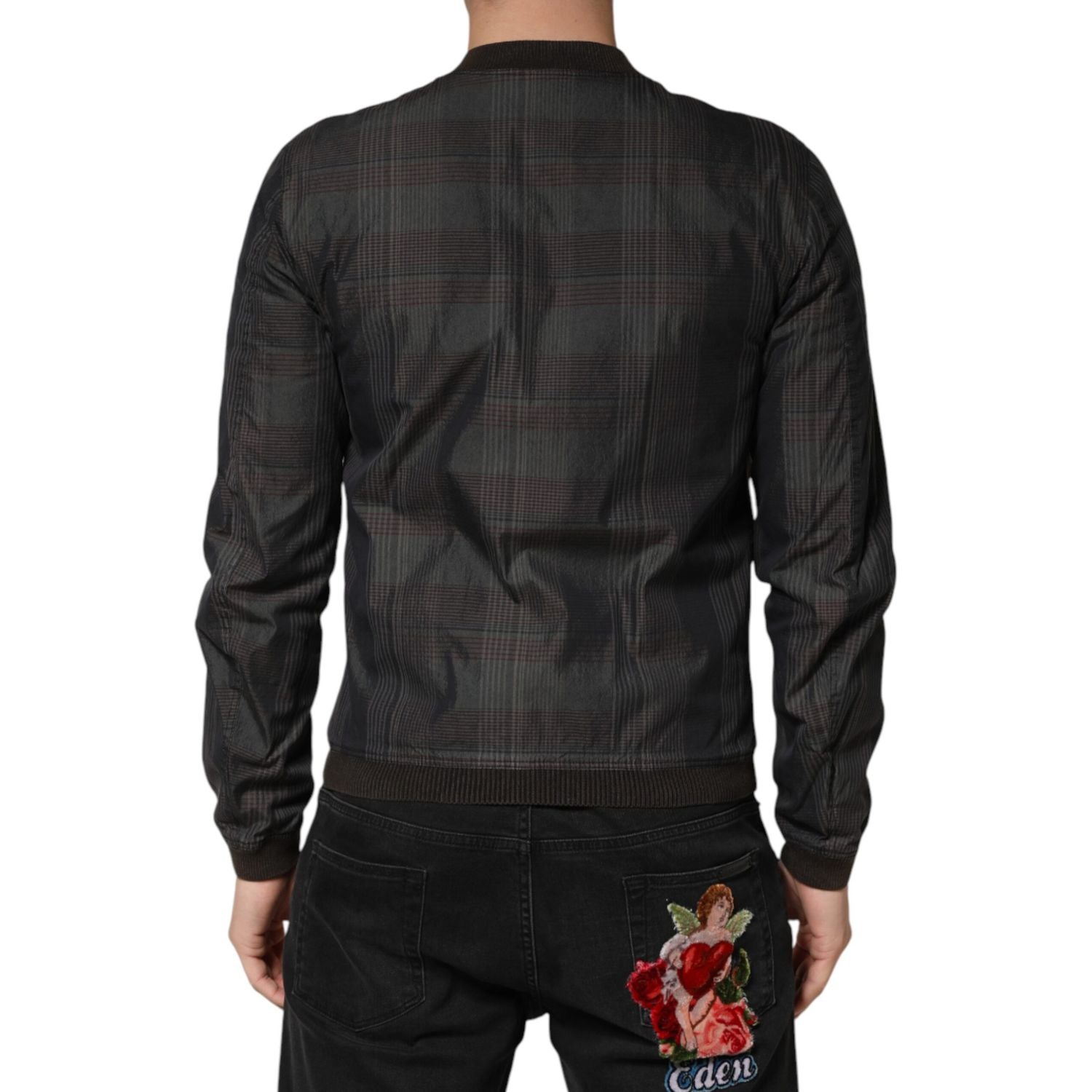Dolce & Gabbana Black Stripes Cotton Full Zip Bomber Jacket