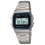CASIO VINTAGE Mod. ICONIC - BLACK unisex wristwatch, 33mm resin case, metal strap, multifunction quartz movement with mineral dial.