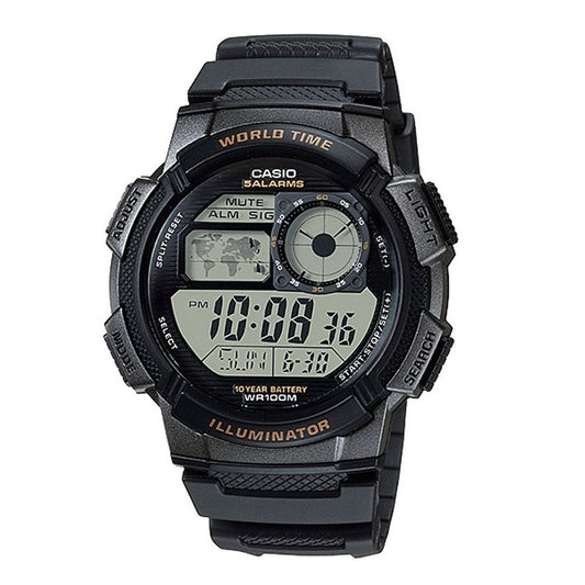 CASIO SPORT Mod. DIVER - WORLD TIME ILLUMINATOR 5 ALARMS, 10 YEARS BATTERY - BLACK