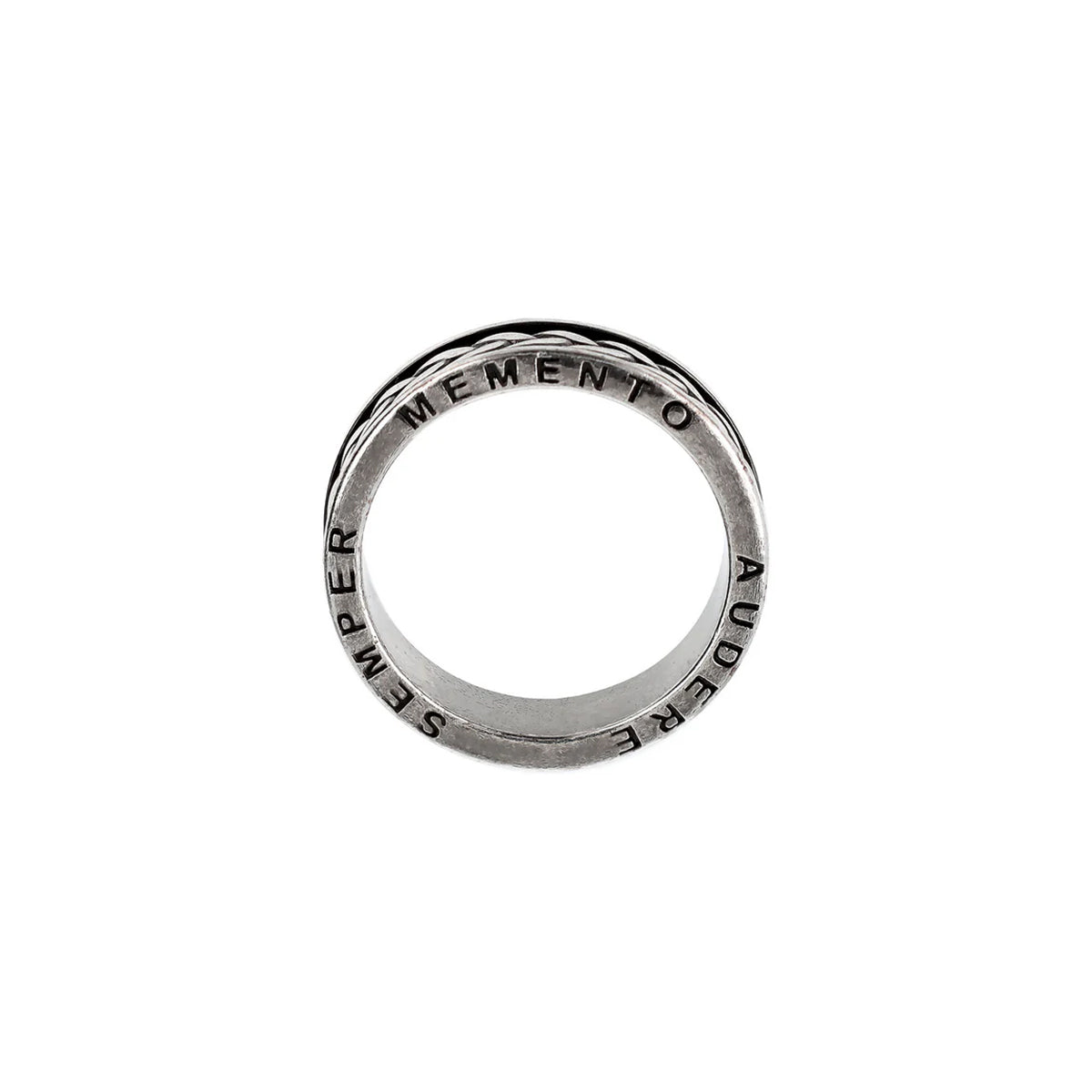 ALBERT M. JEWELS JEWELRY Mod. WSOX00577.S-20 silver ring with engraved words "Memento Audere Semper"