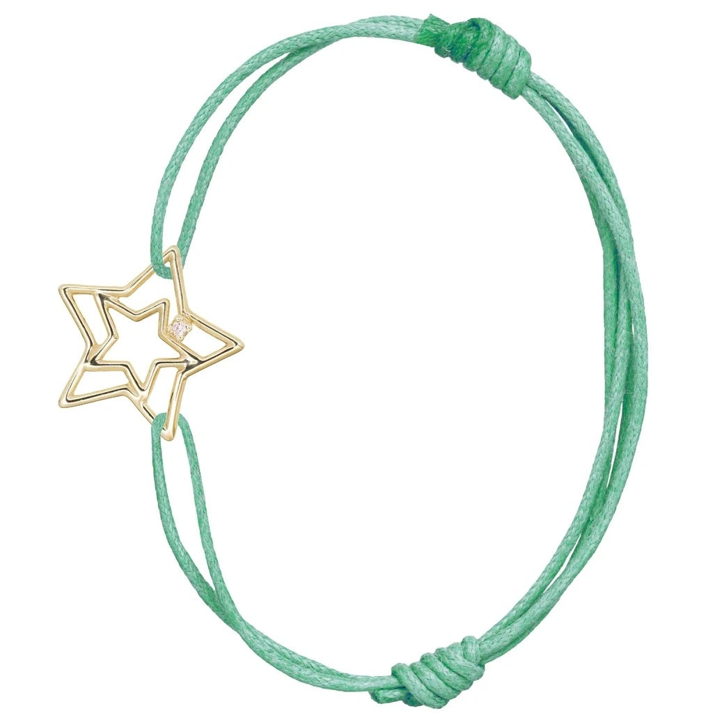 Green cord bracelet with gold star charm - ALIITA BRACCIALI MOD. CBPU3A0000YG09K