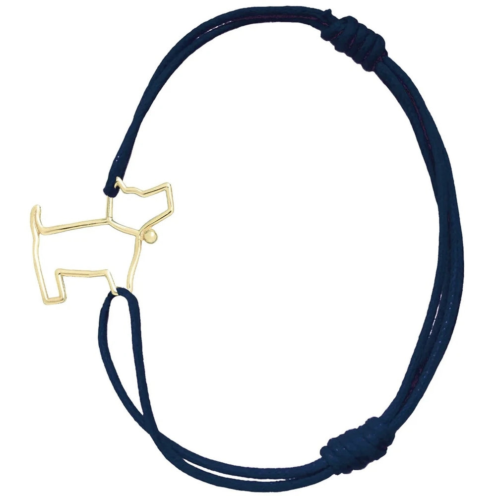 ALIITA BRACCIALI MOD. CBPU800000YG09K featuring a dog-shaped gold pendant on a navy cord bracelet