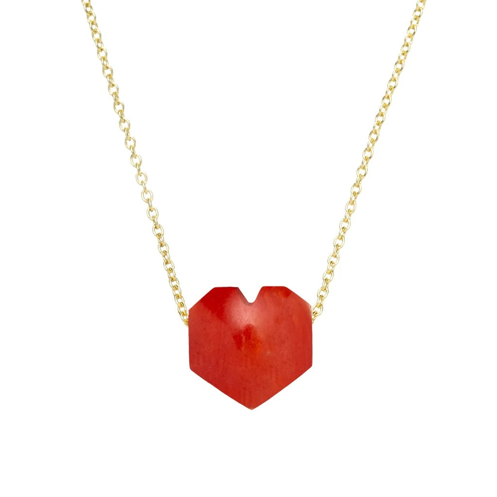 ALIITA COLLANE MOD. NRCOFV00K2YG09K featuring a heart-shaped coral pendant on a gold chain necklace