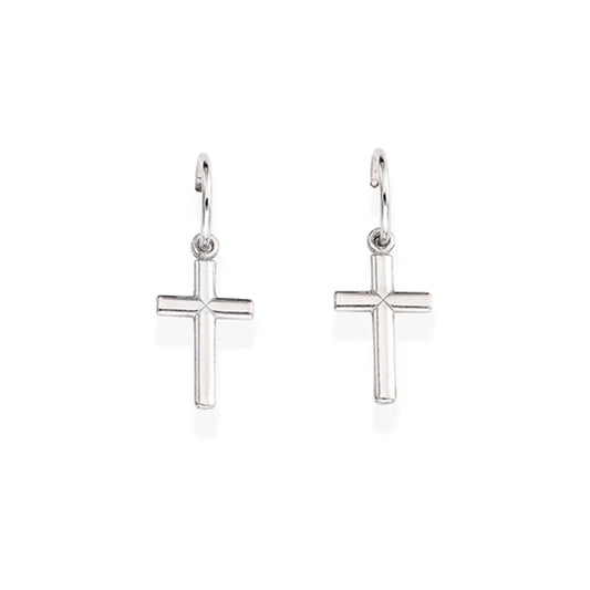 Silver cross earrings from AMEN JEWELRY Mod. ORCRB1 collection, showcasing elegant craftsmanship.