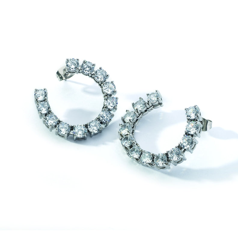 AN JEWELS JEWELRY Mod. AL.ELOY11SC diamond hoop earrings with sparkling gemstones.