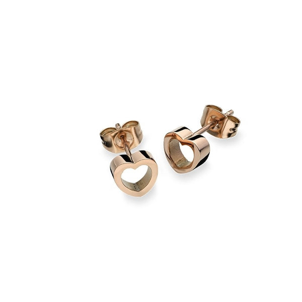 Gold heart-shaped stud earrings by AN JEWELS JEWELRY Mod. AL.ESC01R, elegant accessory for any occasion.