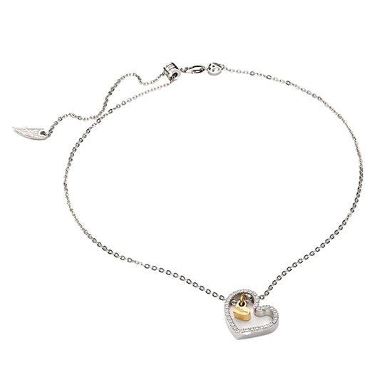 AN JEWELS JEWELRY Mod. AL.NLPA4SCZ heart necklace with gold and silver accents
