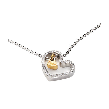 Alt Tag: AN JEWELS JEWELRY Mod. AL.NLPA4SCZ heart-shaped necklace with crystals and a gold charm on a chain.