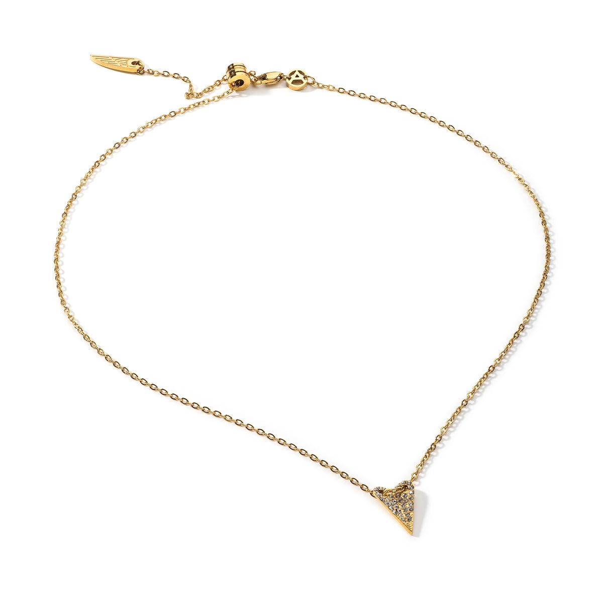 AN JEWELS JEWELRY Mod. AL.NMOH24CZ minimalist gold necklace with triangle pendant