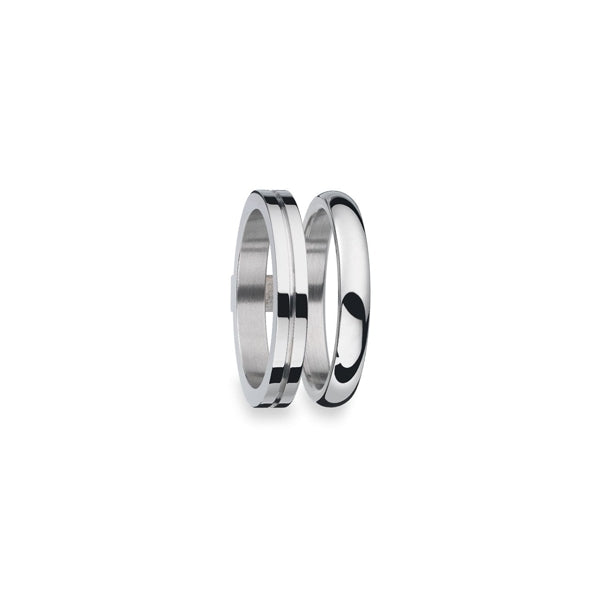Two silver rings from AN JEWELS JEWELRY Mod. AR.R2NS05S-9 collection, showcasing sleek design and modern elegance.