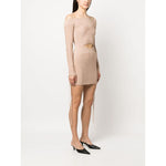 ANDREĀDAMO Andrea Adamo Dresses Beige ribbed-knit mini dress with cut-out detailing and halterneck tie fastening.