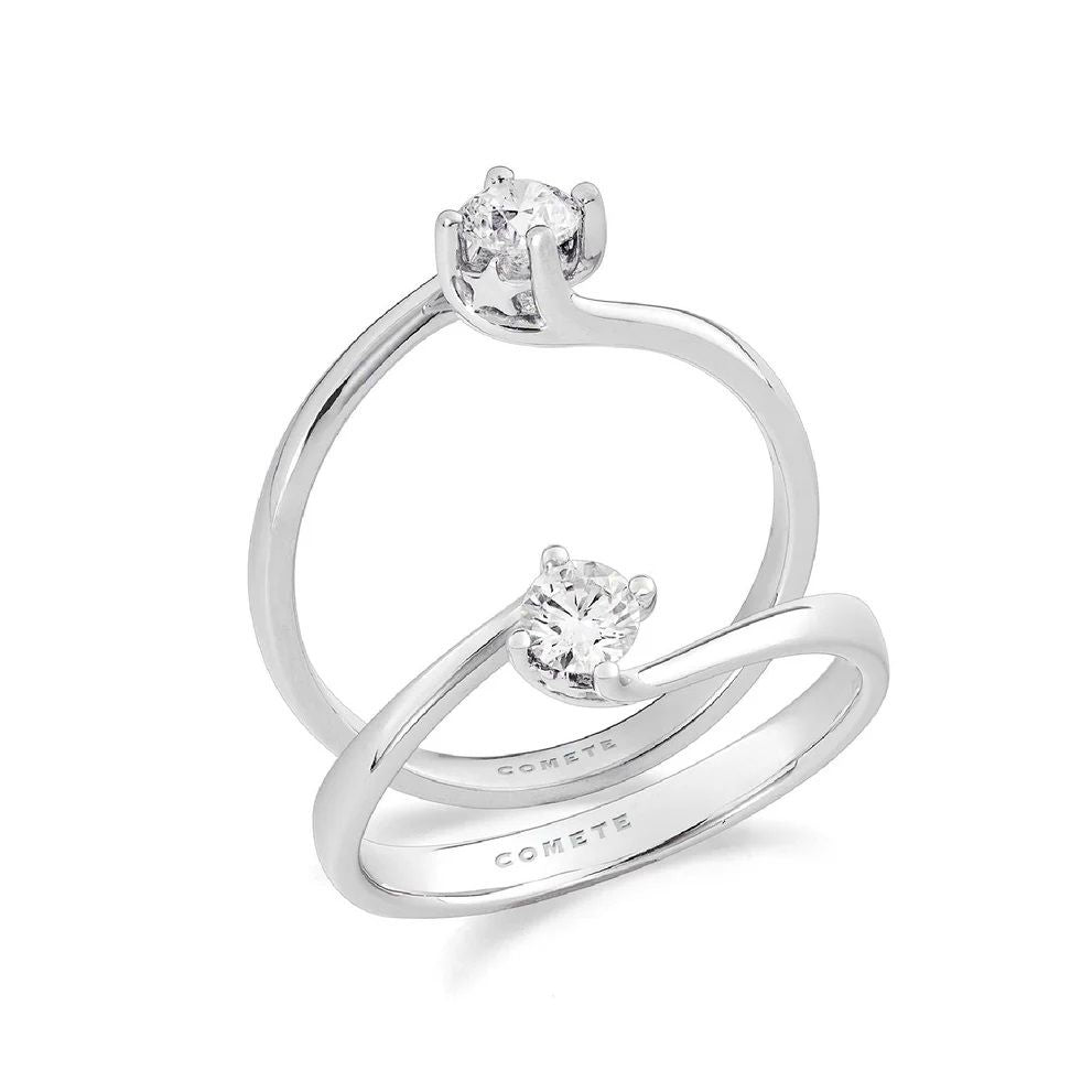 Elegant ANELLI COMETE MOD. ANB2714 silver rings with gemstones on display.