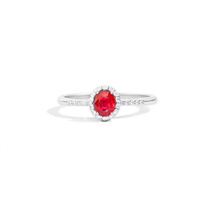 ANELLI RECARLO MOD. R33CG251_RB featuring a ruby gemstone in center with diamond accents on a silver band.