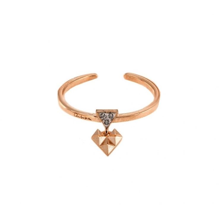 ANELLI RUE DES MILLE MOD. ANZ-010 M2 gold ring with geometric pendant, stylish and elegant jewelry piece.