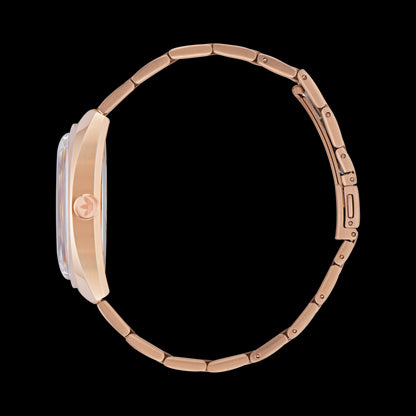 Side view of ADIDAS Mod. PROJECT TWO wristwatch with rose gold stainless steel case and strap, water resistant 5 ATM.