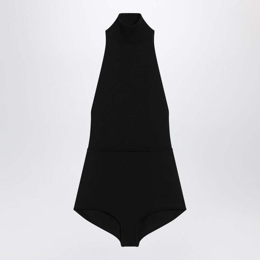 Max Mara Black turtleneck bodysuit in viscose crêpe