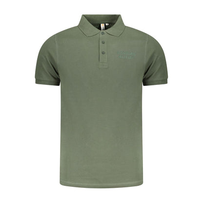 Accademia Militare Green Cotton Polo Shirt with short sleeves, 3 buttons, and logo print