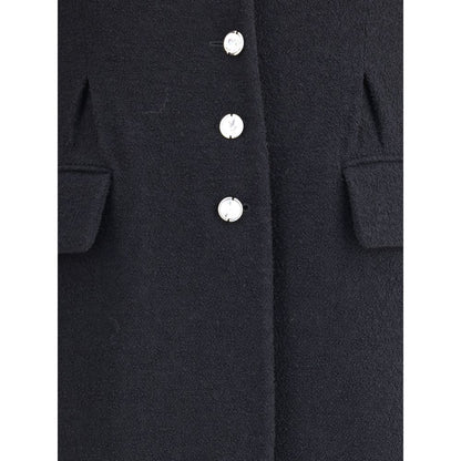 Alessandra Rich Black Fleece Wool Coat