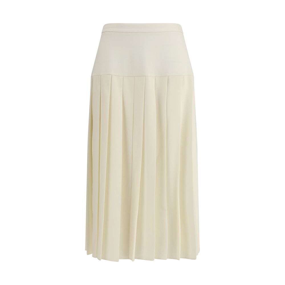 Alessandra Rich White Fleece Wool Midi Skirt