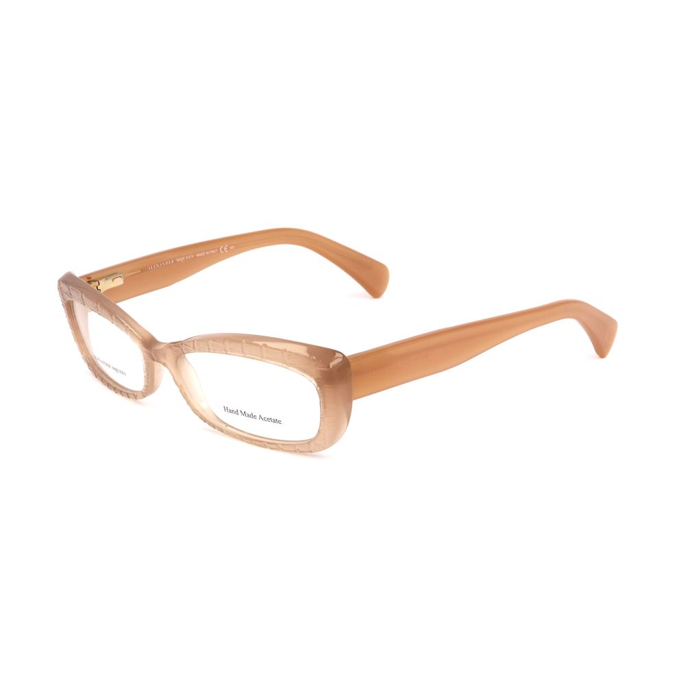 Alexander McQueen Bicolor Acetate Frames in beige and light brown, stylish women's glasses, size 52/15/140mm.