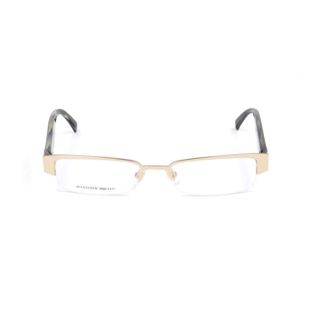 Alexander McQueen Gold Metal Glasses (Frames) unisex with metal construction, golden color, size 51/17/145mm.