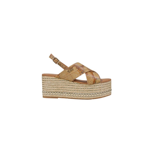 Alviero Martini Prima Classe Beige Polyethylene Platform Sandals with rope sole and adjustable closure for summer comfort and style.