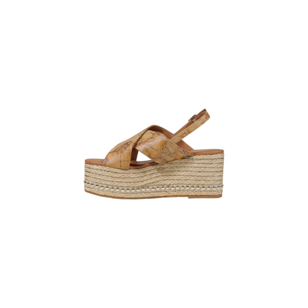Alviero Martini Prima Classe Beige Polyethylene Platform Sandals with rope sole, showcasing elegant summer style and adjustable closure.