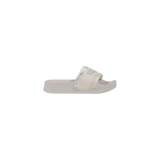 Alviero Martini Prima Classe White Polyethylene Slippers, elegant women's slide sandals for summer and home relaxation.