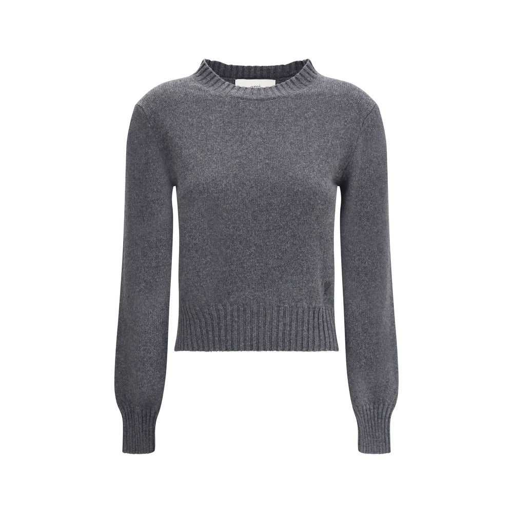 Ami Paris Gray Cashmere Cashmere Sweater