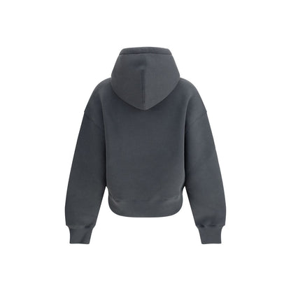 Back view of Ami Paris Gray Cotton Sweatshirt with hood and ribbed trim.