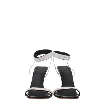 Amina Muaddi Black Crystals Stiletto Heel Sandals