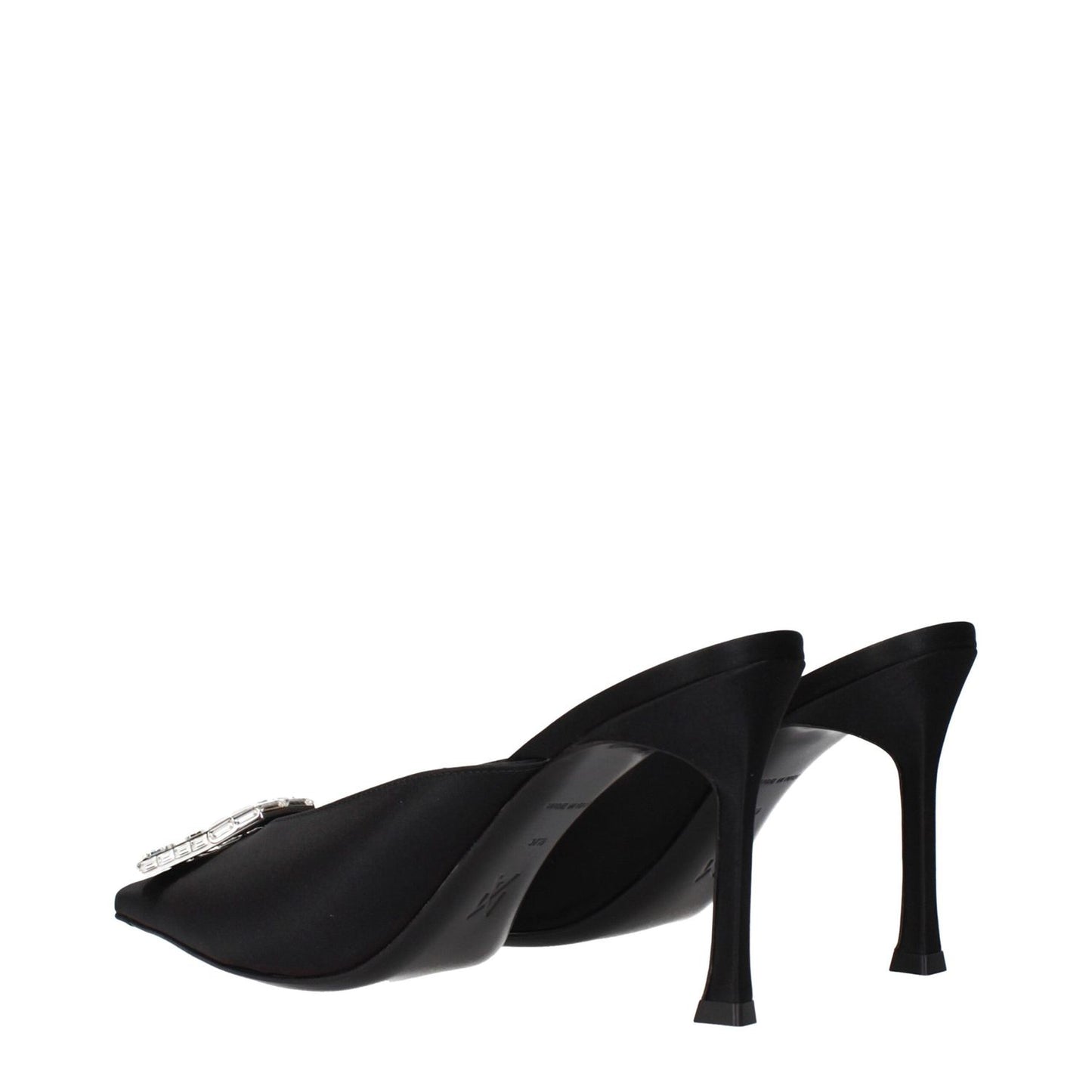 Amina Muaddi Black Satin Pumps
