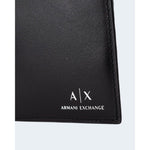 Armani Exchange Black Leather Wallet with logo, made of 100% bovine leather, featuring a coin pocket for stylish and practical use.
