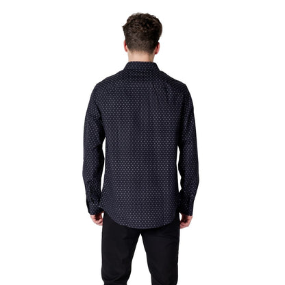 Armani Exchange Blue Cotton Pattern Shirt