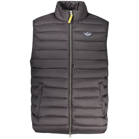 Armata Di Mare Black Polyamide Men Jacket with nautical design, sleeveless, two external pockets, functional and stylish.