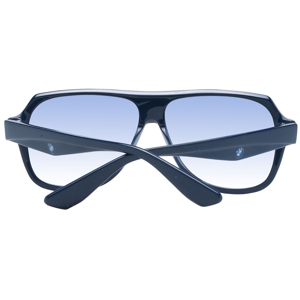 BMW Blue Men Sunglass with blue mirrored gradient lenses and plastic aviator full-rim frame, includes branded case with UV protection