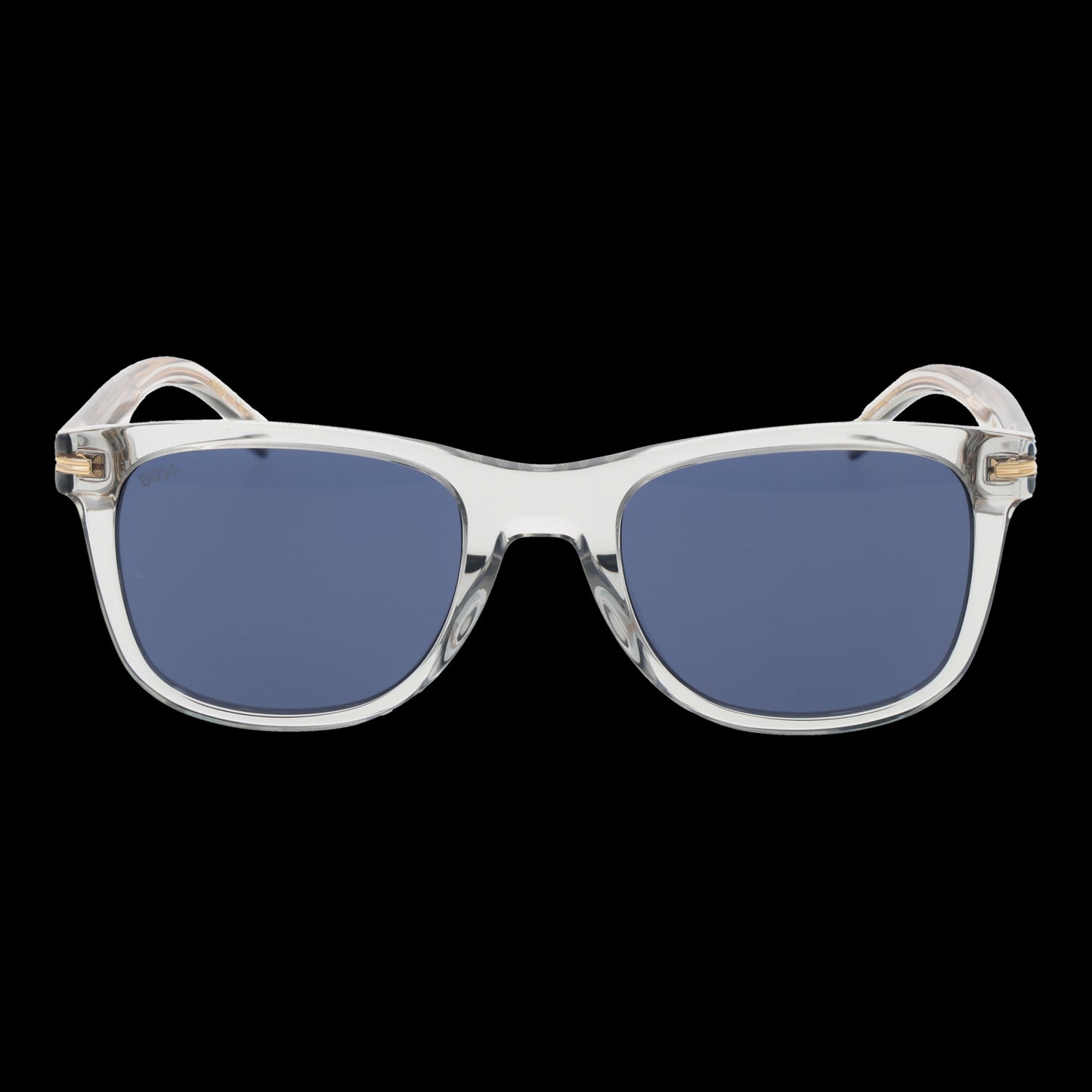 BOSS MOD. BOSS 1508_S 52KB7KU sunglasses for gentlemen, front view showing sleek design with clear frames and blue lenses.