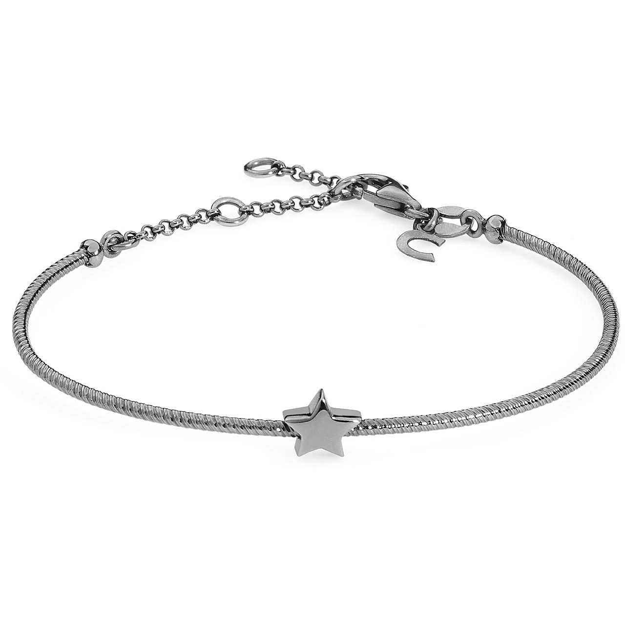 BRACCIALI COMETE MOD. BRA163 silver bracelet with star charm on a white background.