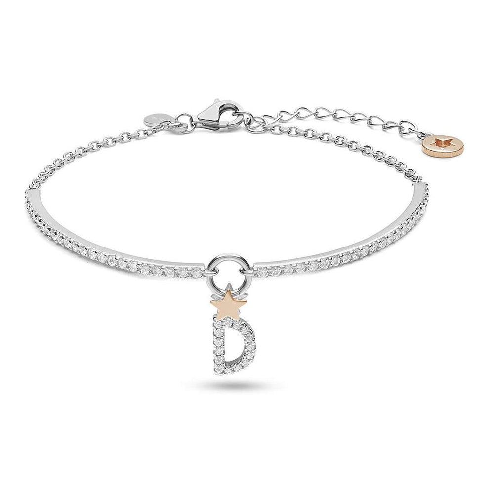 Elegant BRACCIALI COMETE MOD. BRA180 featuring a diamond-studded bracelet with a D charm and gold star for a luxurious touch.