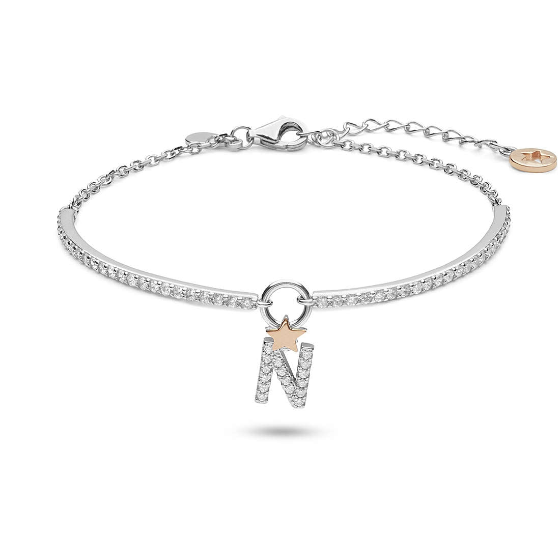 BRACCIALI COMETE MOD. BRA190 with star and "N" charm, elegant silver bracelet