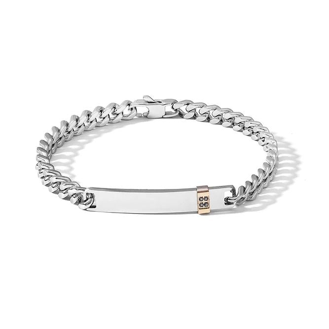 BRACCIALI COMETE MOD. UBR1155 silver men's bracelet with gold accent, elegant design, high-quality accessory for sophisticated style.